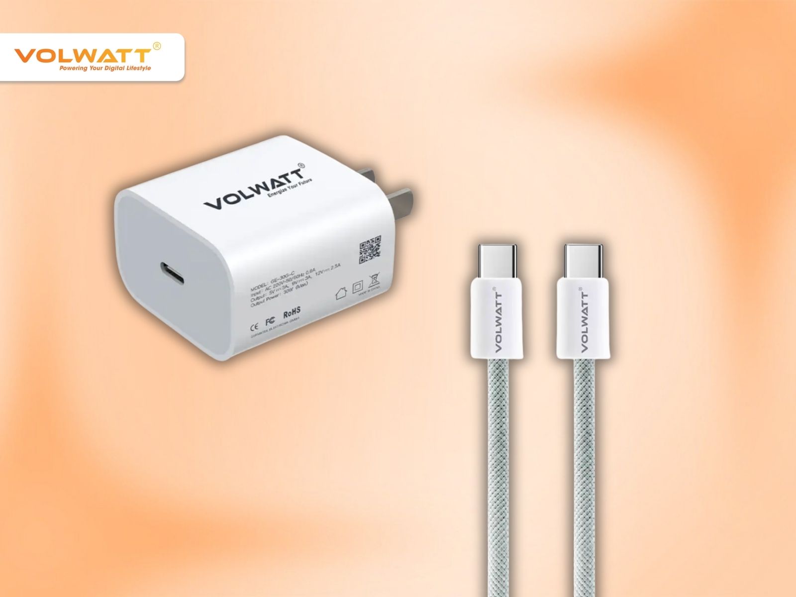 Bộ củ cáp sạc Volwatt GE-30G-CC 30W Fast Charger