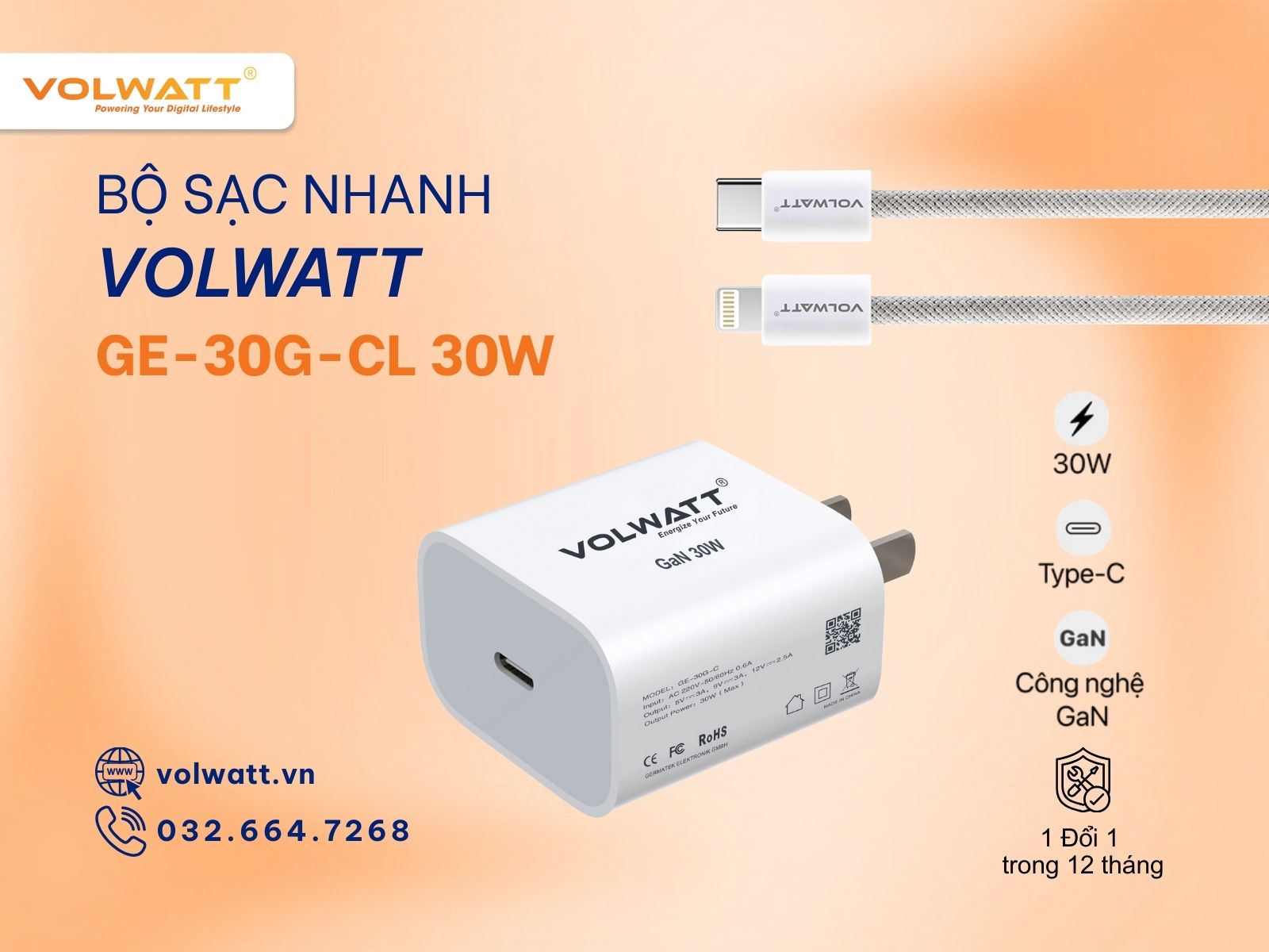 Volwatt GE-30G-CL 30W bảo hành 1 đổi 1 trong 12 tháng