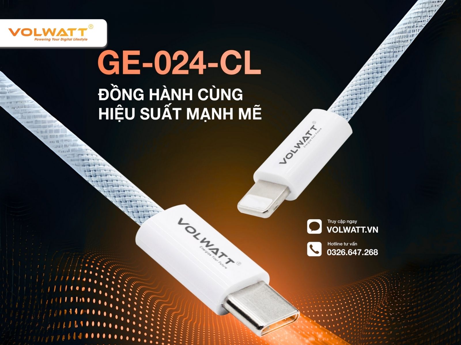 Dây cáp và chân cắm của cáp sạc GE-024-CL được thiết kế chắc chắn