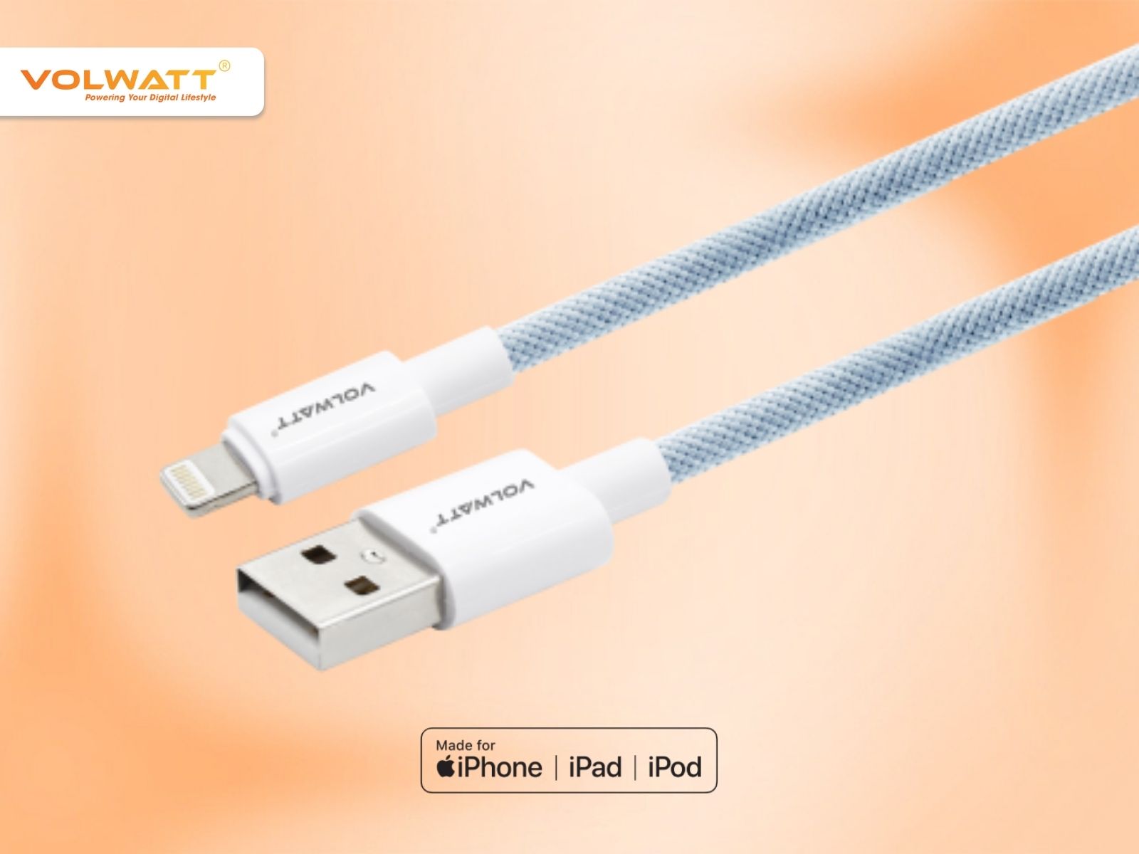 Cáp sạc Volwatt GE-062-AL có chứng nhận MFi, đảm bảo an toàn