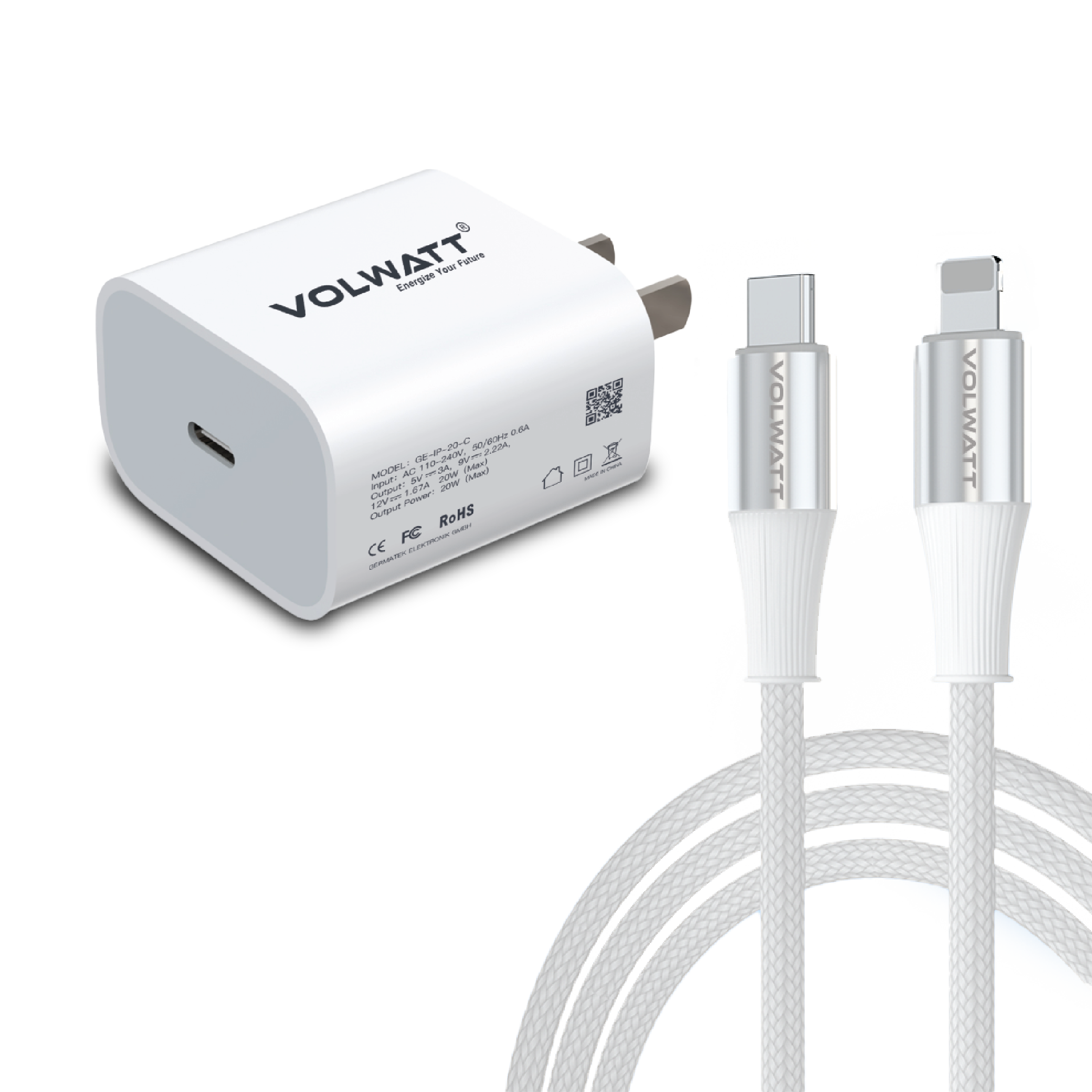 Bộ củ cáp sạc Volwatt GE-20-SCC 20W Fast Charger