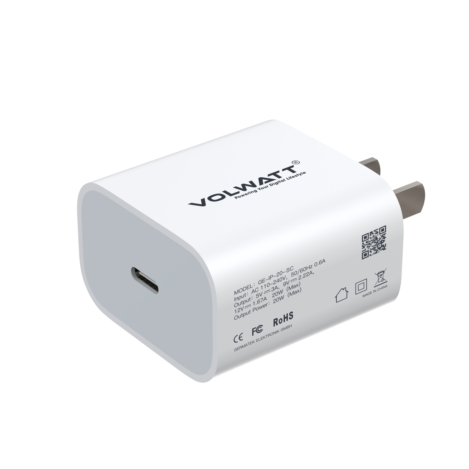 Củ sạc nhanh Volwatt GE-IP-20-SC Fast Charger
