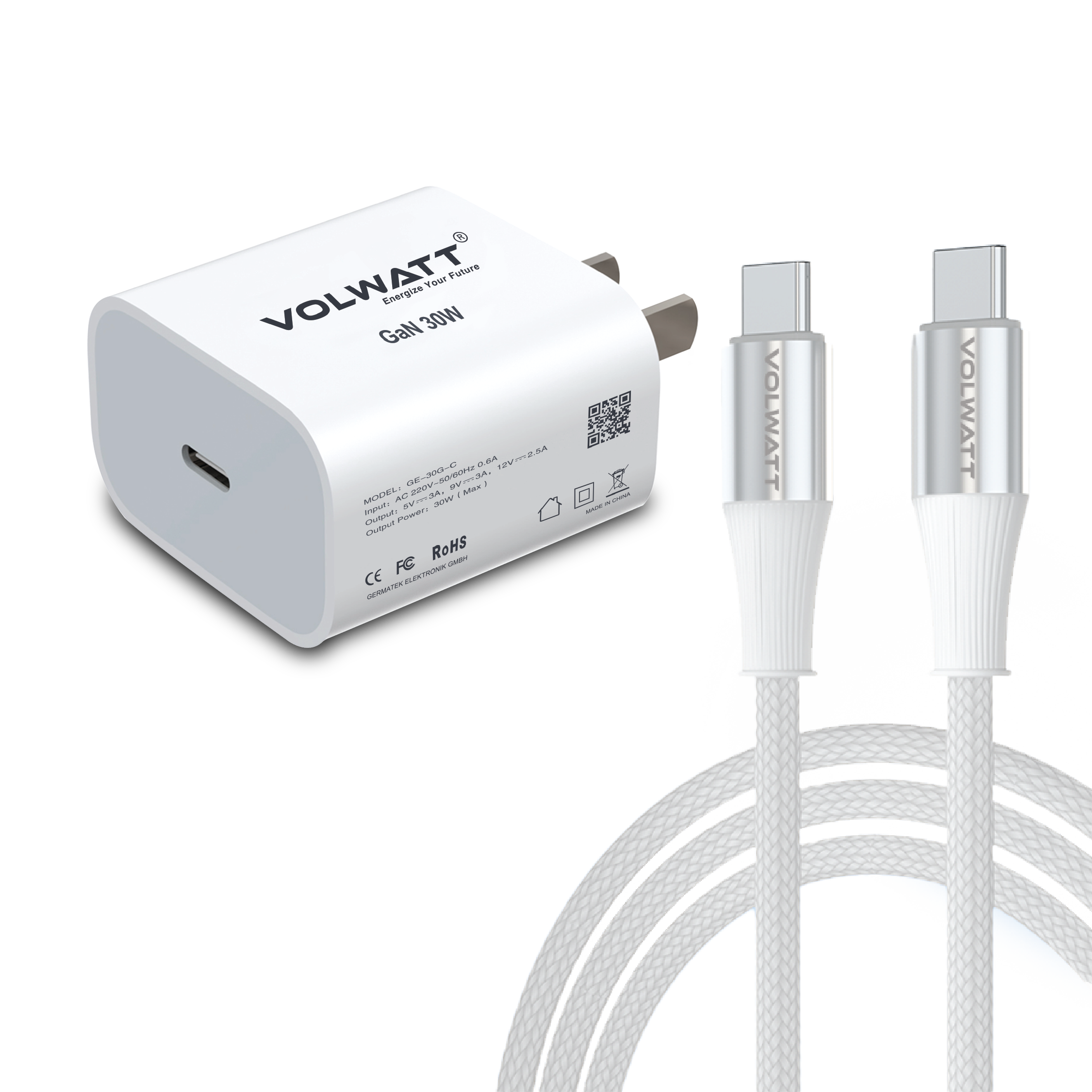 Bộ củ cáp sạc Volwatt GE-30-SCC 30W Fast Charger