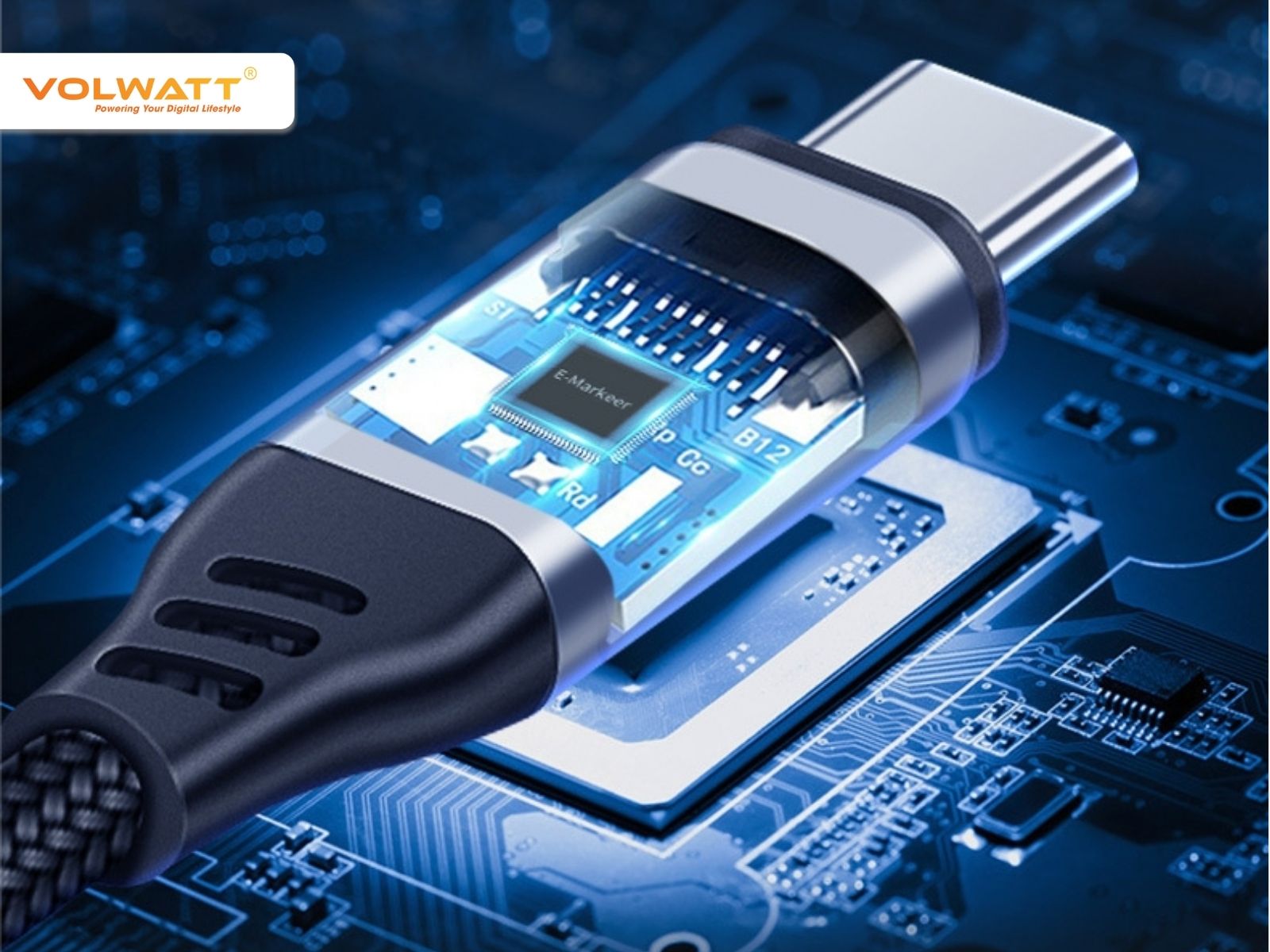 Hình minh họa cấu tạo cáp USB-C có tích hợp chip E-Marker