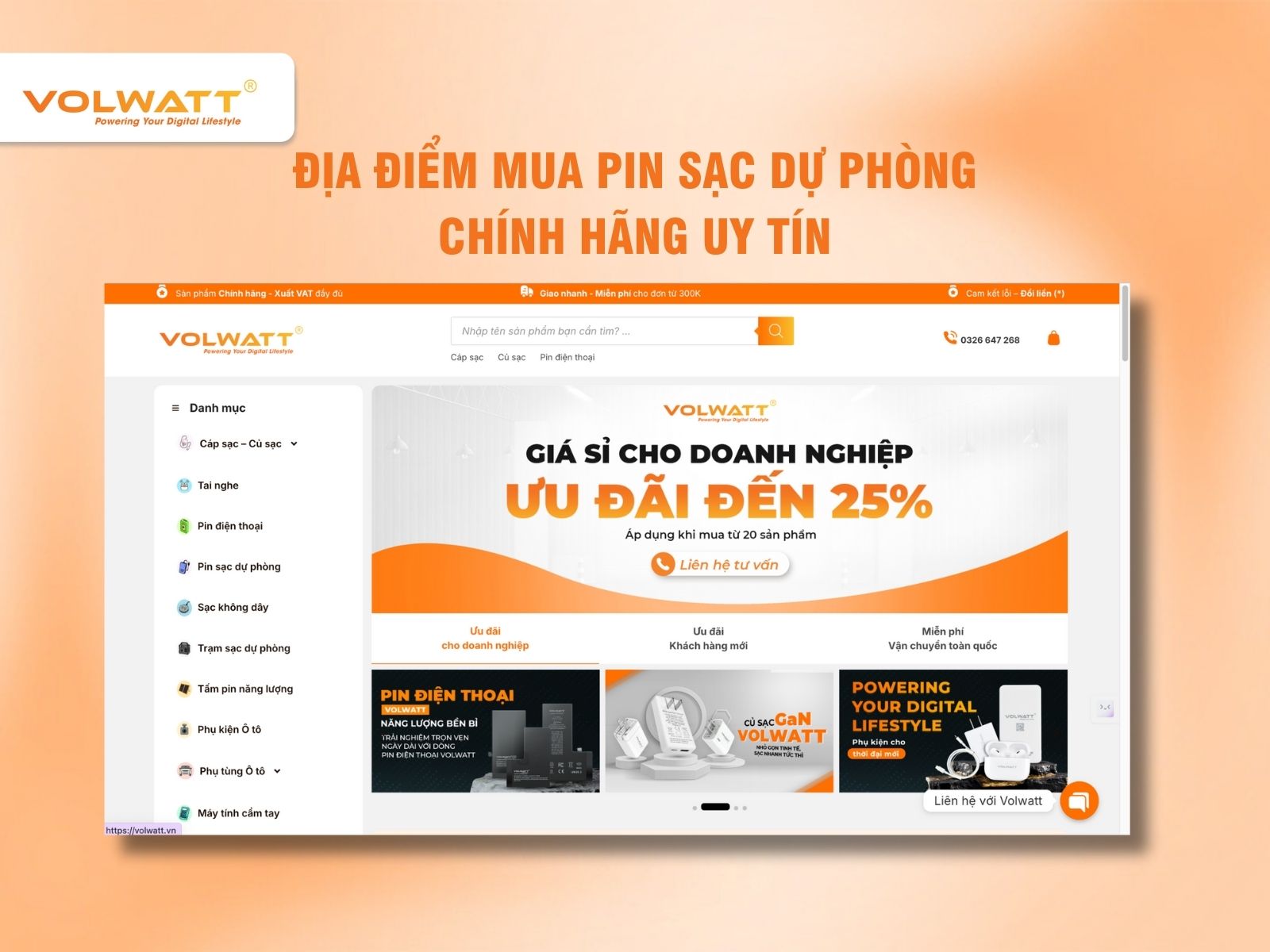 Volwatt - một trong những địa điểm mua pin sạc dự phòng uy tín