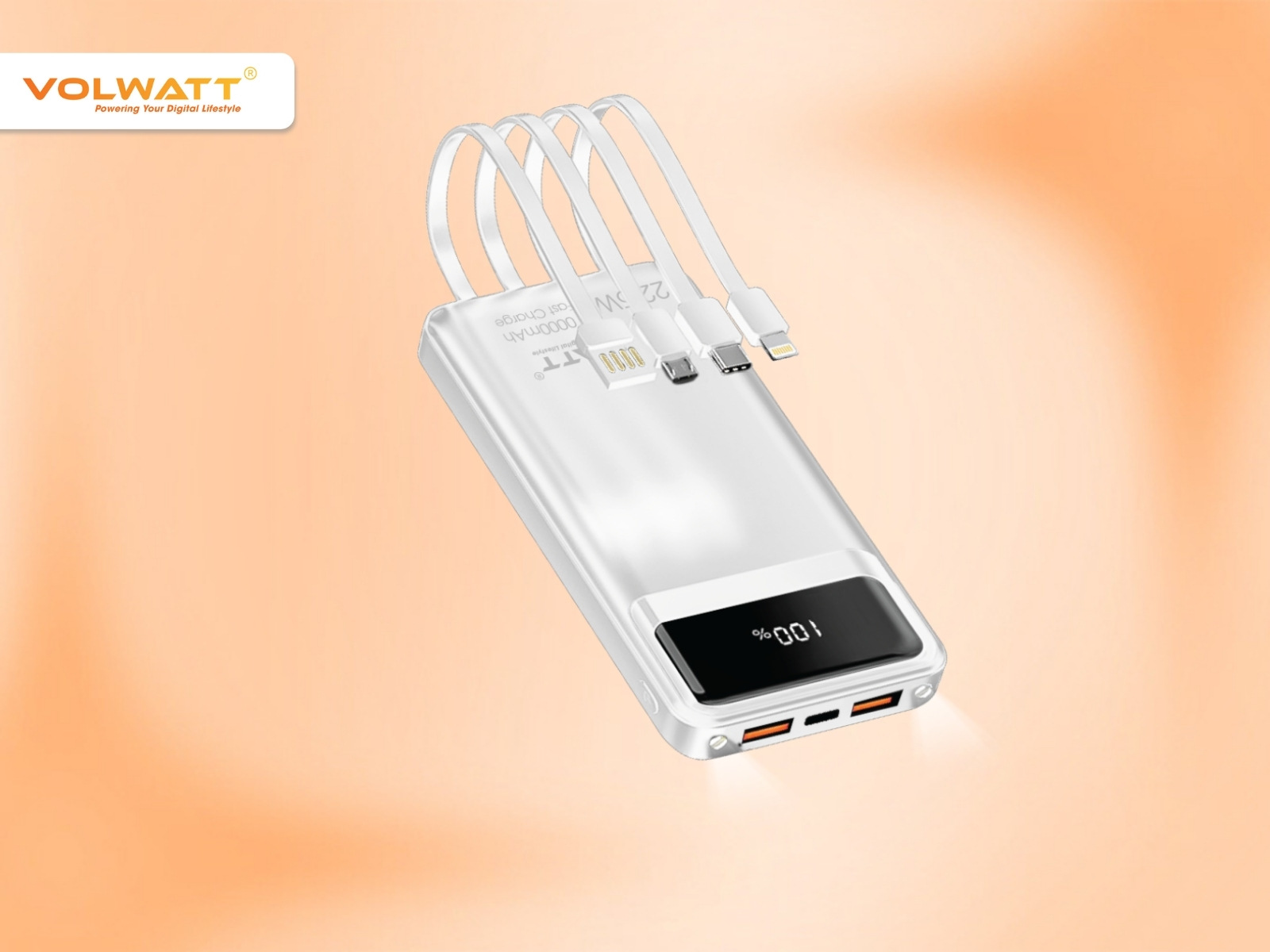 Pin sạc dự phòng Volwatt dung lượng cao, hỗ trợ sạc nhanh