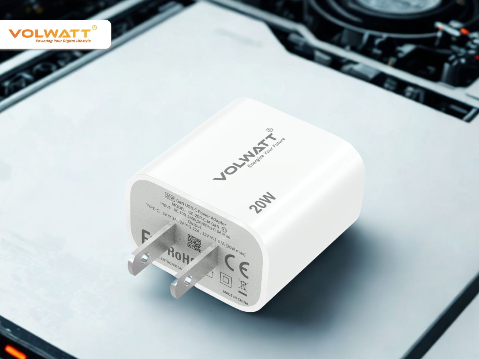 Củ sạc nhanh Volwatt GE-20P-C-M GaN 20W GaN nhỏ gọn tiện lợi