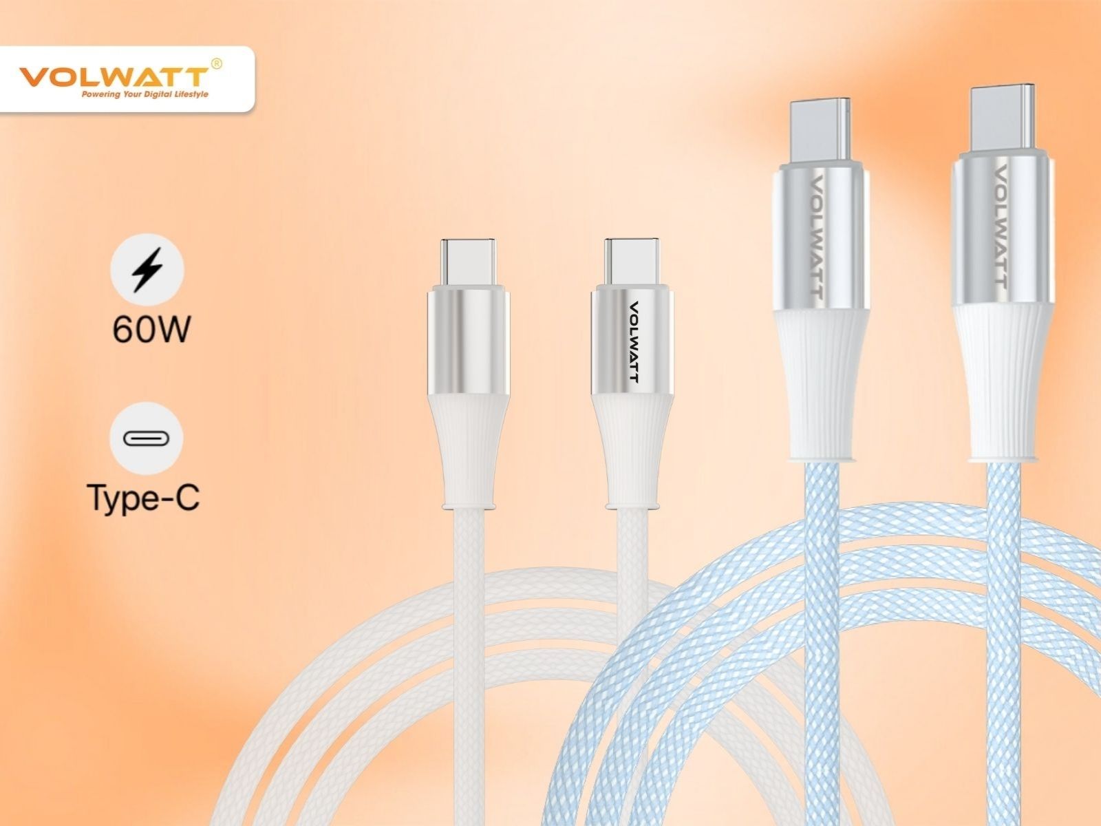 Cáp sạc truyền dữ liệu tốc độ cao Volwatt GE-S16-CC Type C to Type C