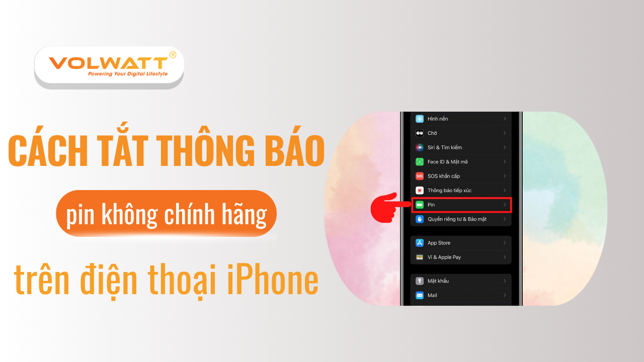 Cách tắt thông báo pin không chính hãng trên iPhone
