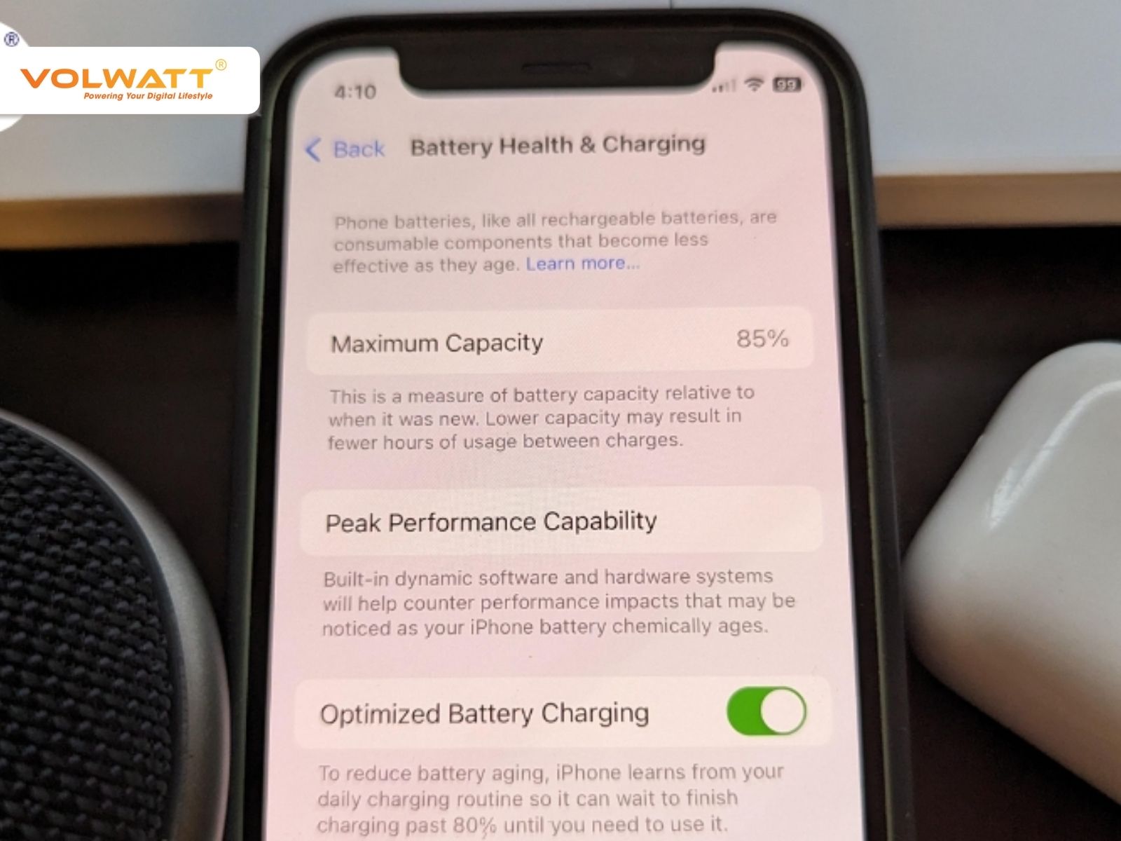 Pin iPhone còn 85% cho thấy pin đã bắt đầu xuống cấp