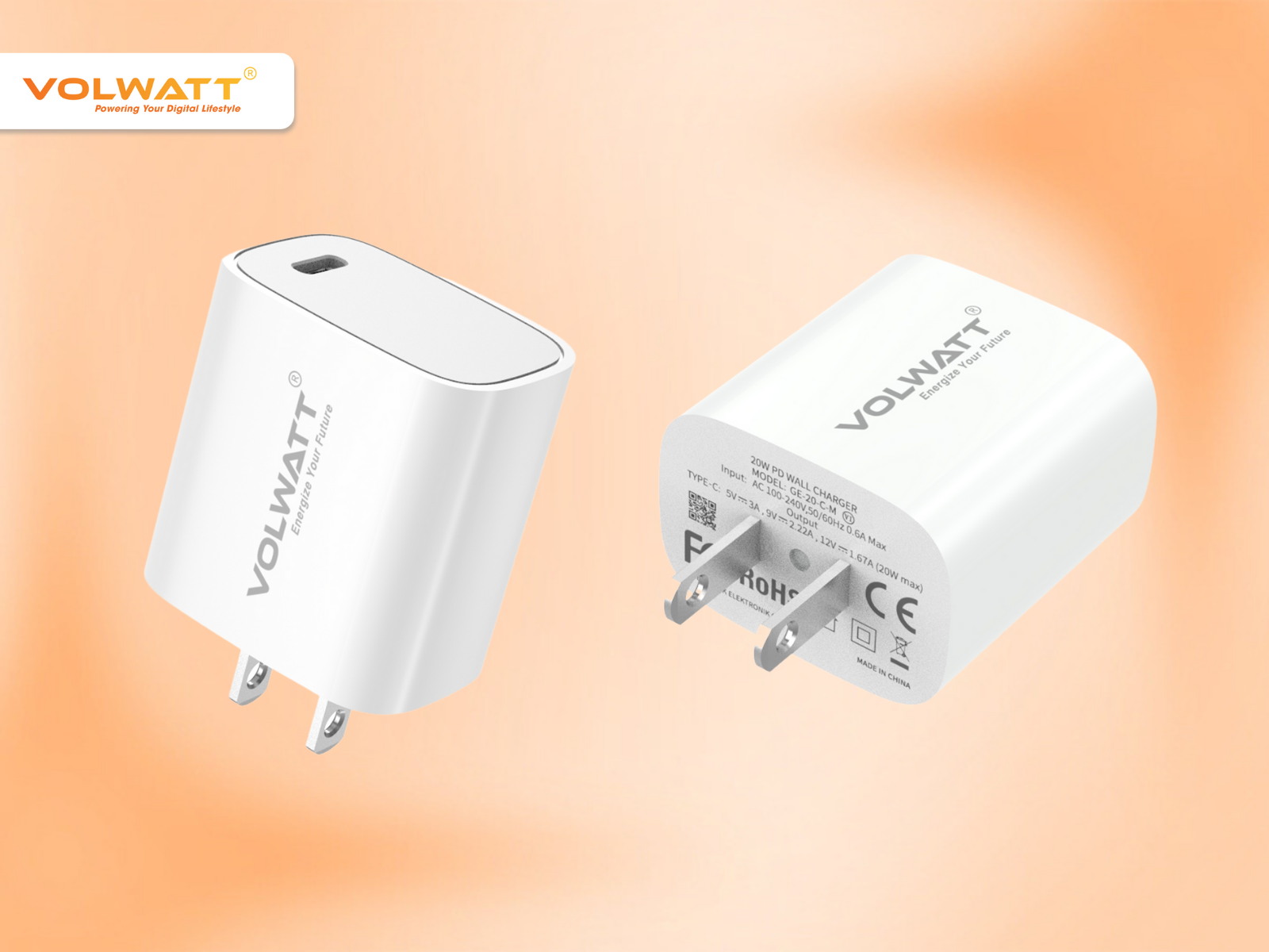 Củ sạc nhanh Volwatt GE-20-C-M SUPER Si 20W PD Fast Charger