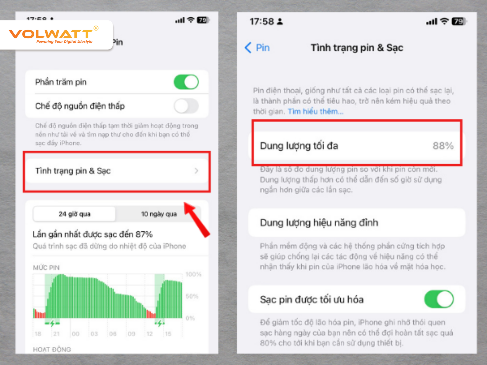 Kiểm tra trực tiếp trong Cài đặt (Settings)