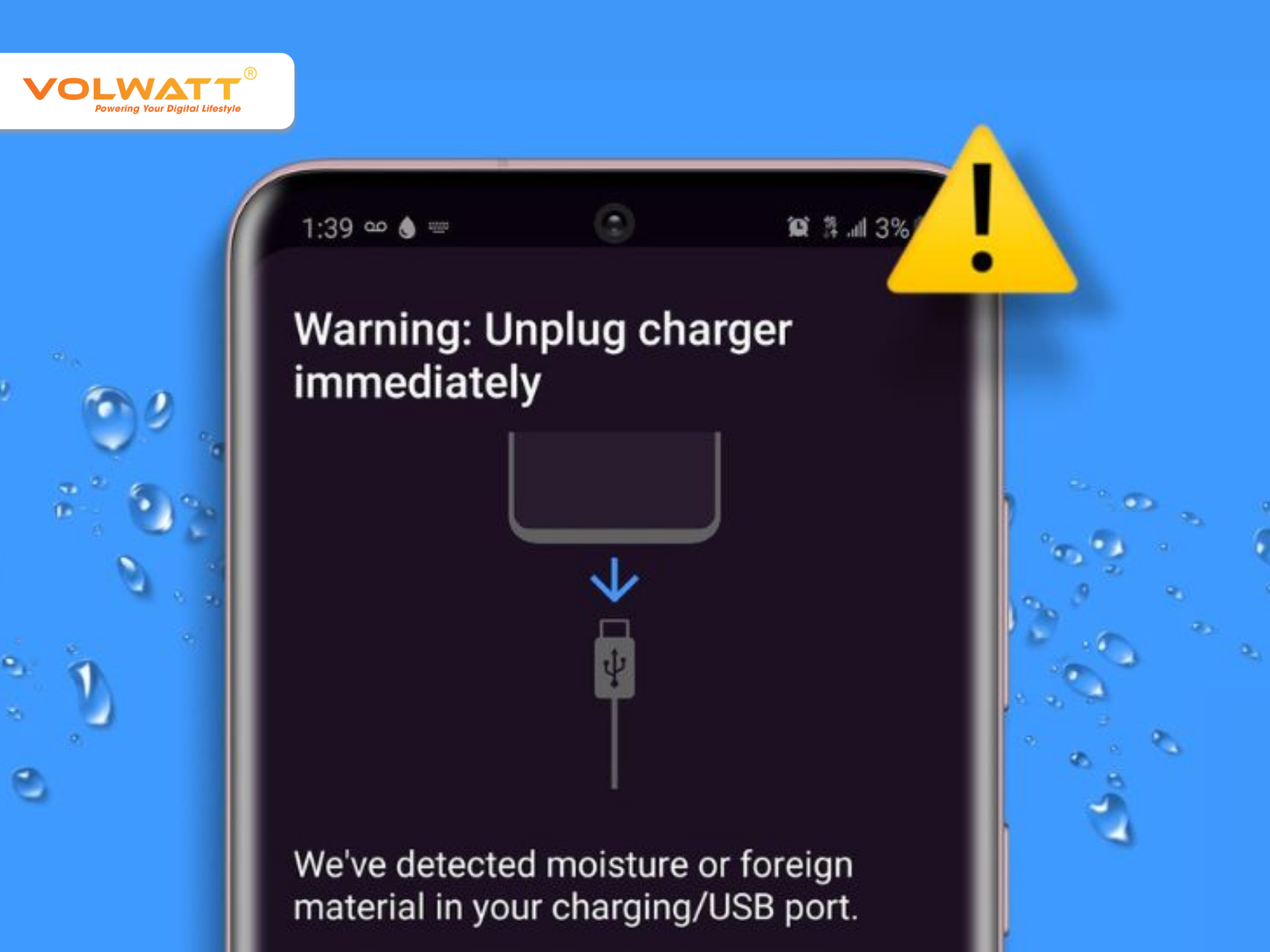 Thông báo điện thoại báo cổng sạc bị ẩm Samsung