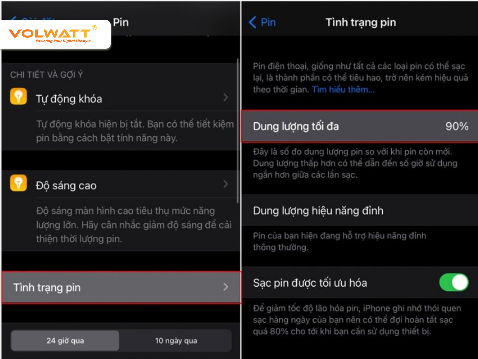 Kiểm tra trực tiếp trên iPhone