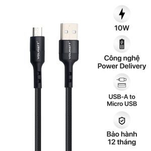 Cáp sạc nhanh & truyền dữ liệu tốc độ cao Volwatt GE-020-AM USB-A to Micro