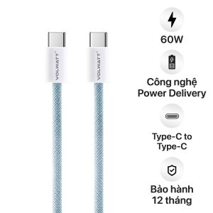 Cáp sạc siêu nhanh và truyền dữ liệu tốc độ cao Volwatt GE-036-CC 60W (W) Type-C to Type-C