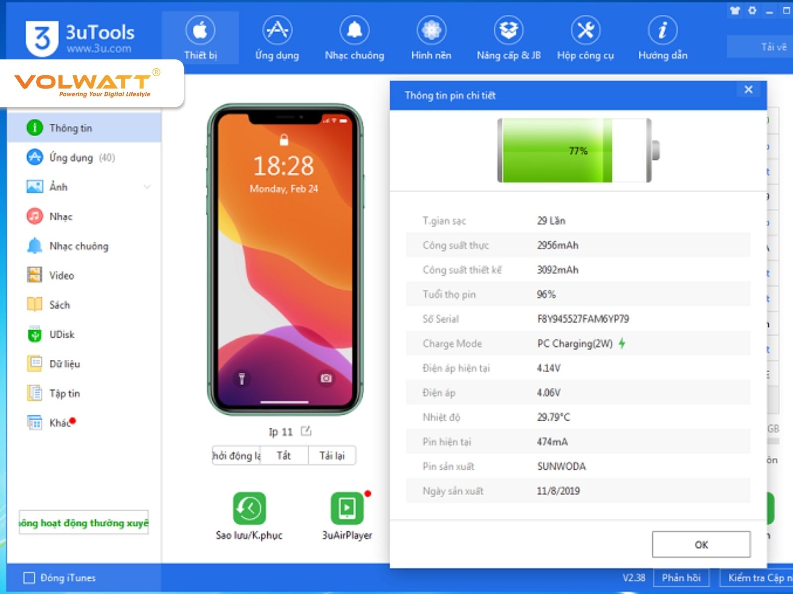 3uTools là phần mềm Windows dùng để quản lý và kiểm tra tình trạng iPhone