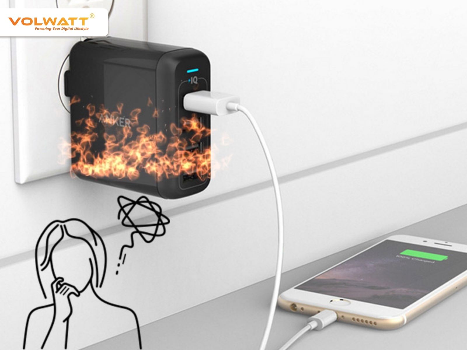 Cục sạc bị nóng là tình trạng cục sạc nóng lên trong quá trình sạc