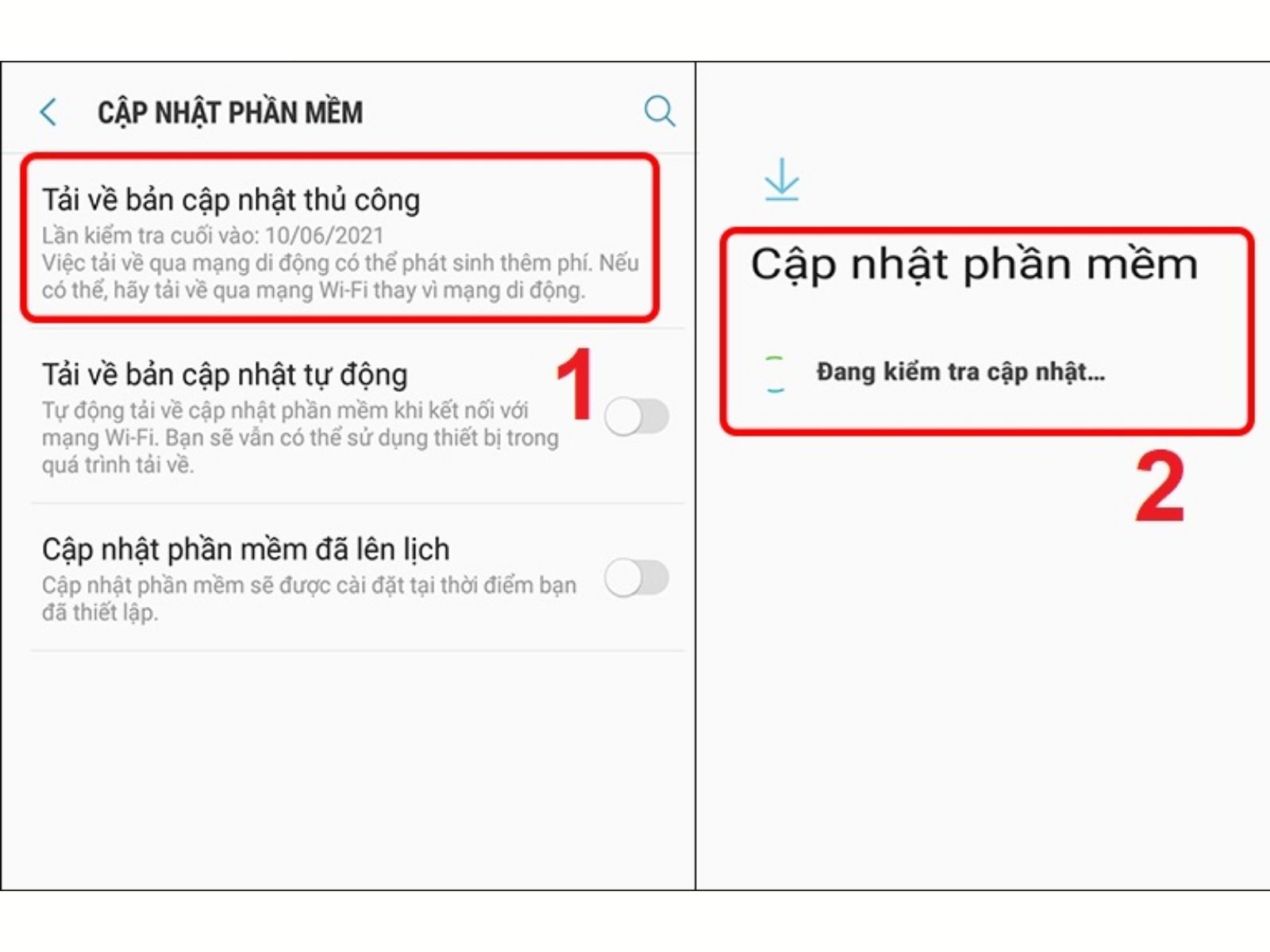 Cập nhật phiên bản hệ điều hành của điện thoại Samsung.