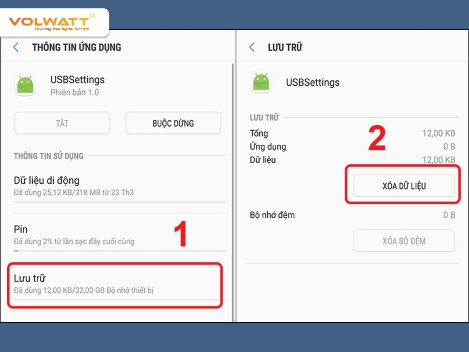Xóa dữ liệu USBSettings
