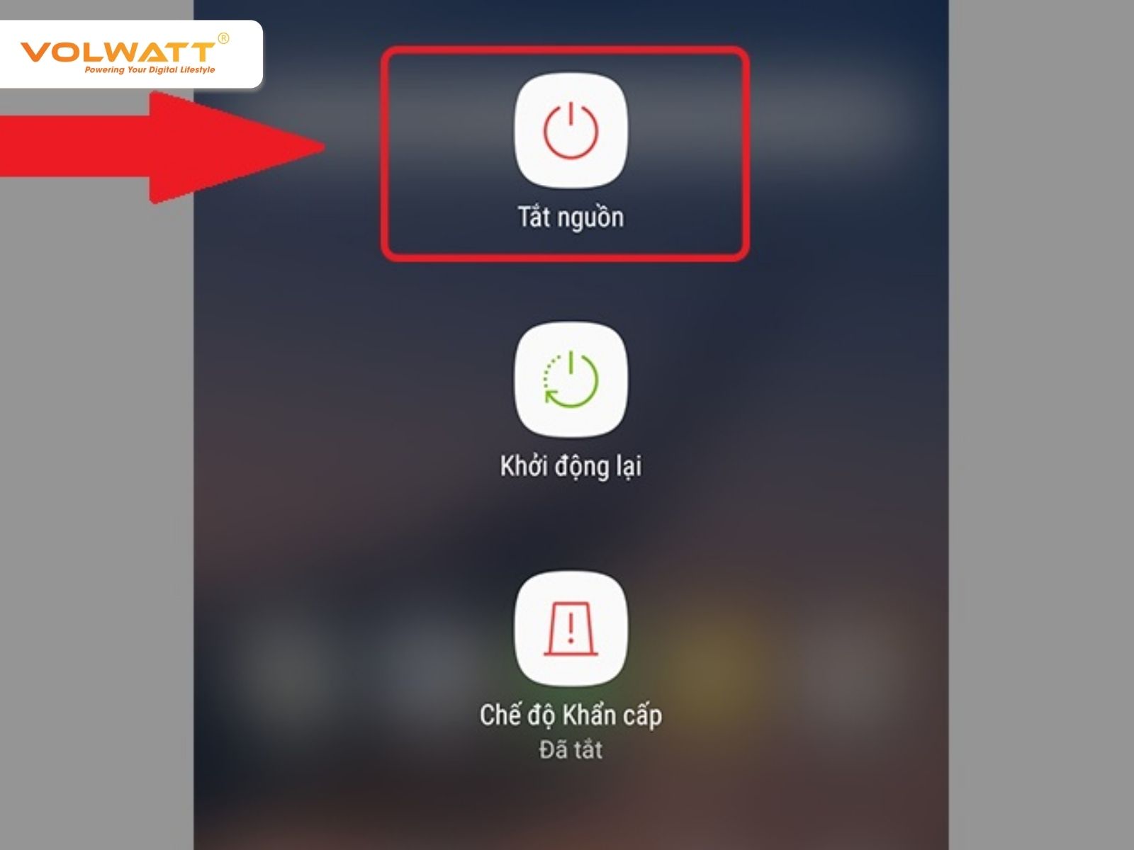 Tắt nguồn và bắt đầu cắm sạc