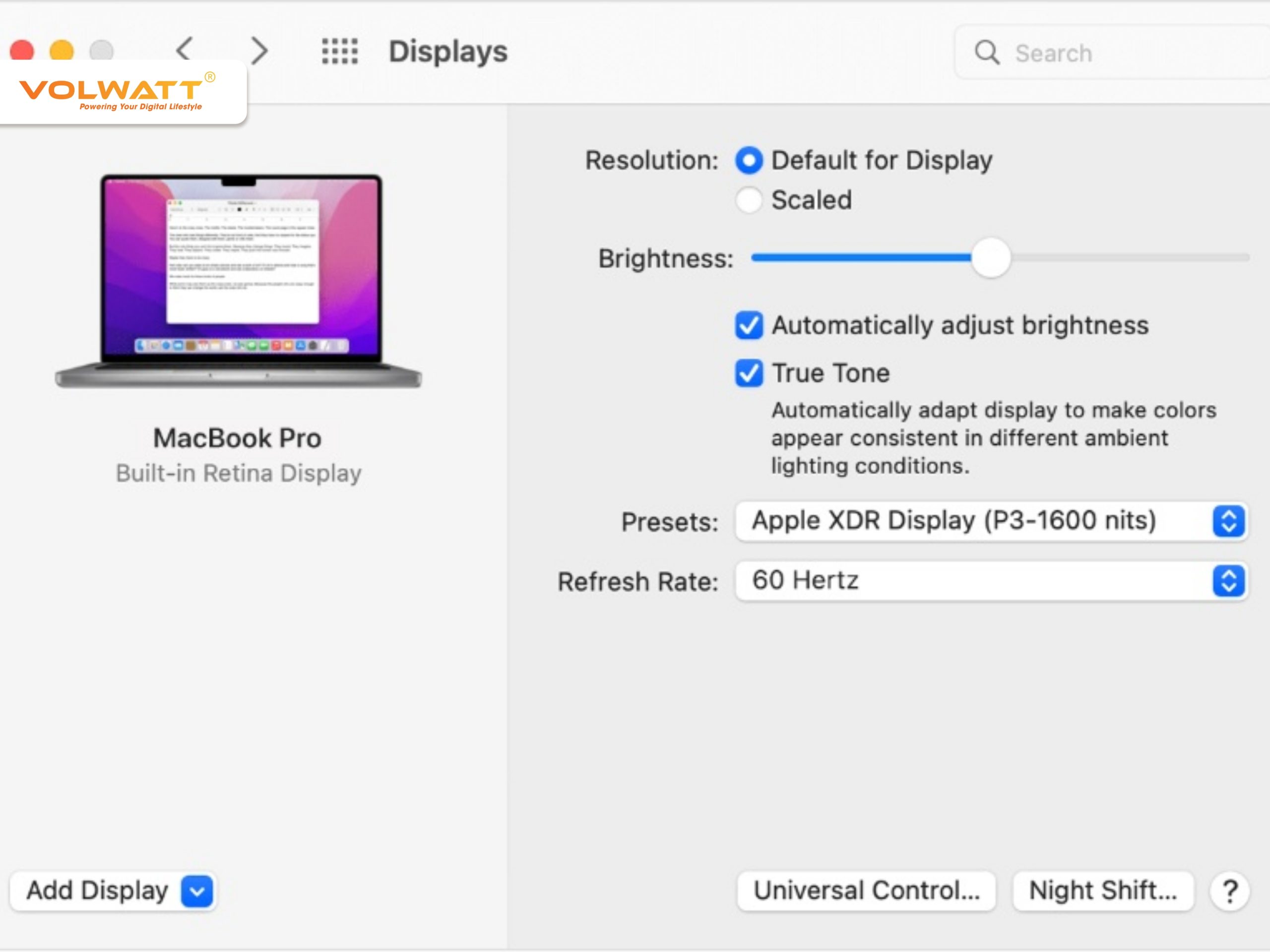 Tùy chỉnh True Tone trực tiếp trên MacBook